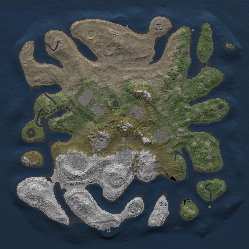 Rust Map: Procedural Map, Size: 4000, Seed: 7341, 16 Monuments