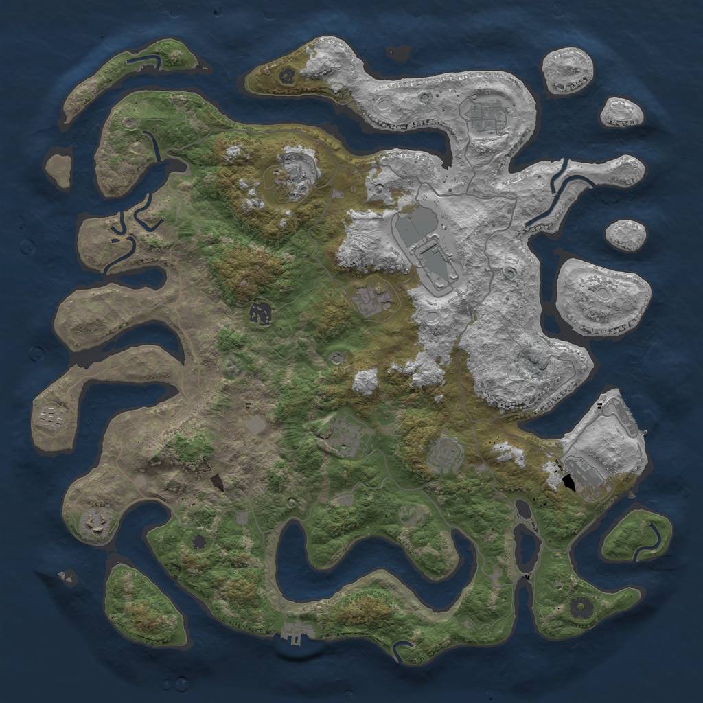 Rust Map: Procedural Map, Size: 4500, Seed: 1883078, 18 Monuments