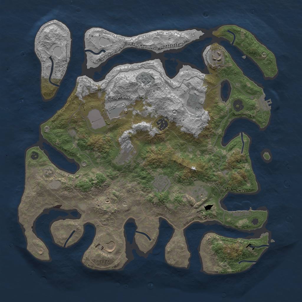 Rust Map: Procedural Map, Size: 4000, Seed: 438527, 17 Monuments