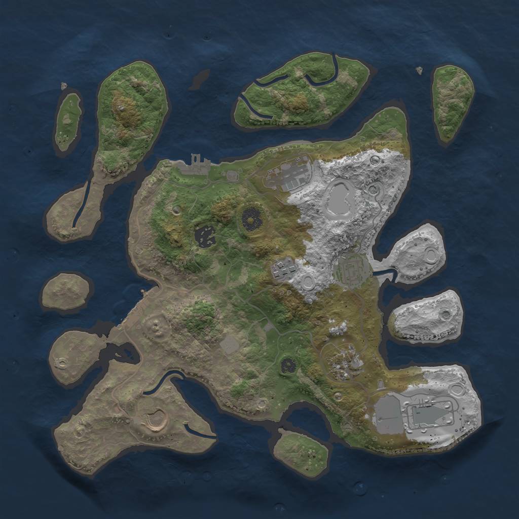 Rust Map: Procedural Map, Size: 3500, Seed: 1063072925, 15 Monuments