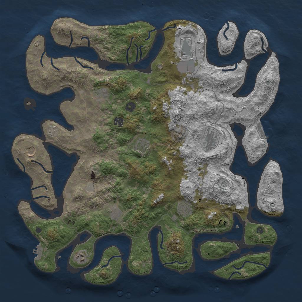 Rust Map: Procedural Map, Size: 4500, Seed: 330805, 18 Monuments