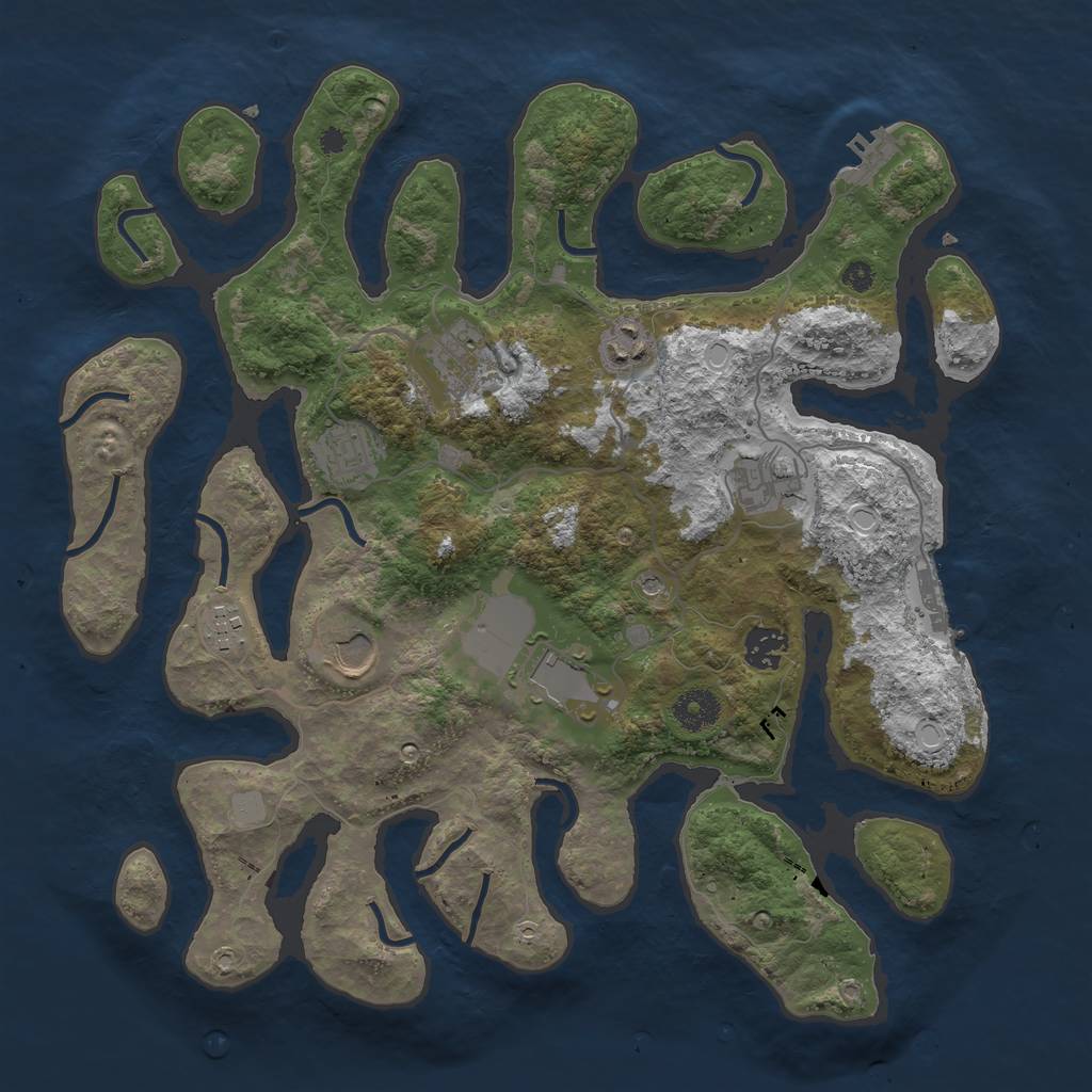 Rust Map: Procedural Map, Size: 3700, Seed: 2309108, 16 Monuments