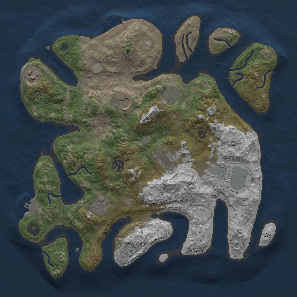 Rust Map: Procedural Map, Size: 3550, Seed: 928804, 16 Monuments