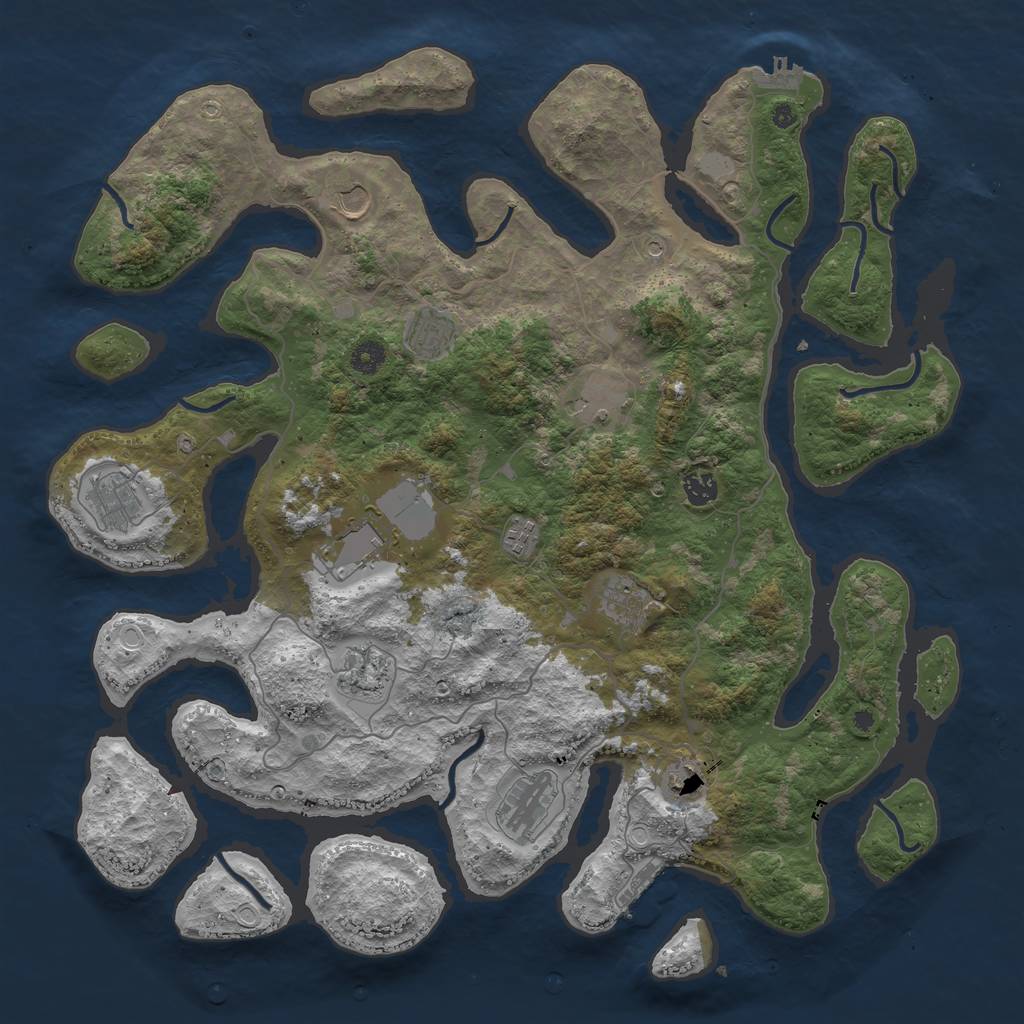 Rust Map: Procedural Map, Size: 4500, Seed: 542806, 19 Monuments