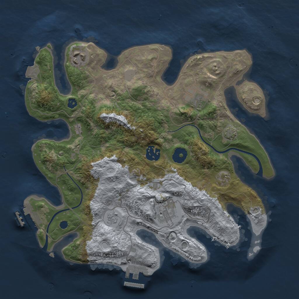 Rust Map: Procedural Map, Size: 3000, Seed: 1234581, 9 Monuments