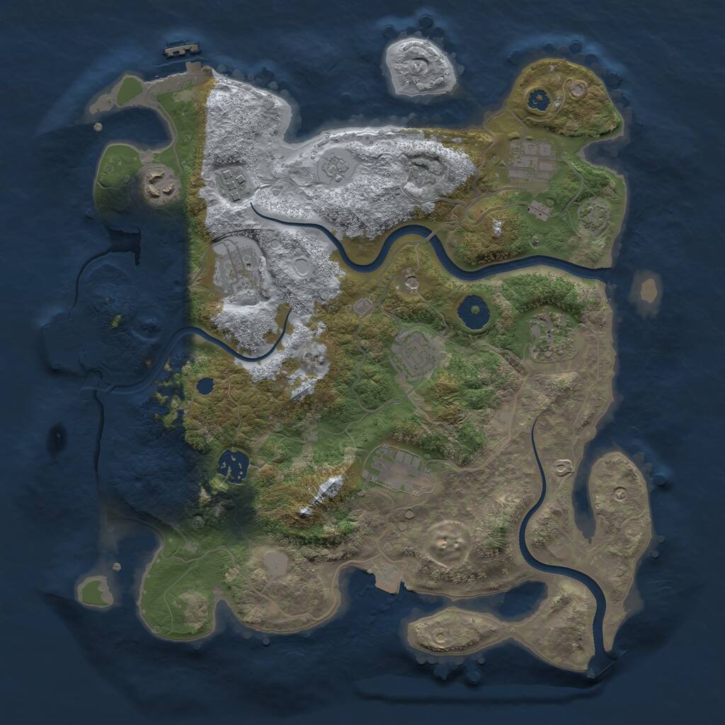 Rust Map: Procedural Map, Size: 3400, Seed: 615231999, 14 Monuments