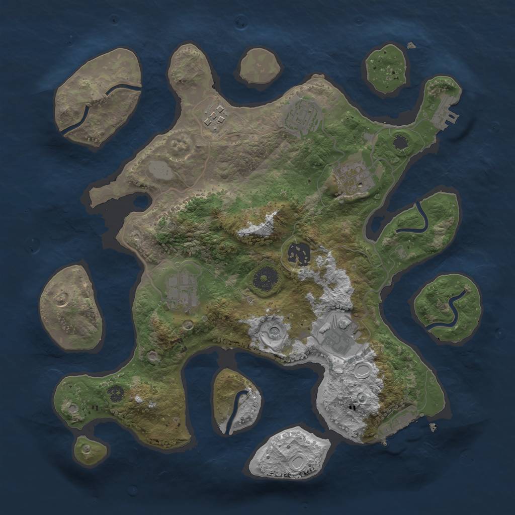 Rust Map: Procedural Map, Size: 3200, Seed: 50633936, 14 Monuments