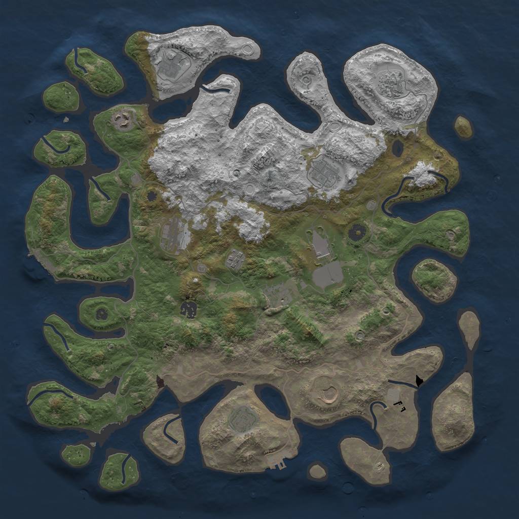 Rust Map: Procedural Map, Size: 4500, Seed: 4035260, 19 Monuments