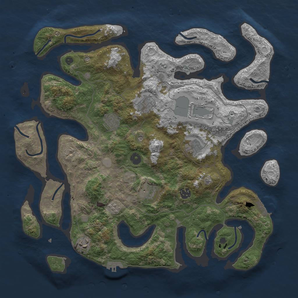 Rust Map: Procedural Map, Size: 4000, Seed: 1301, 16 Monuments