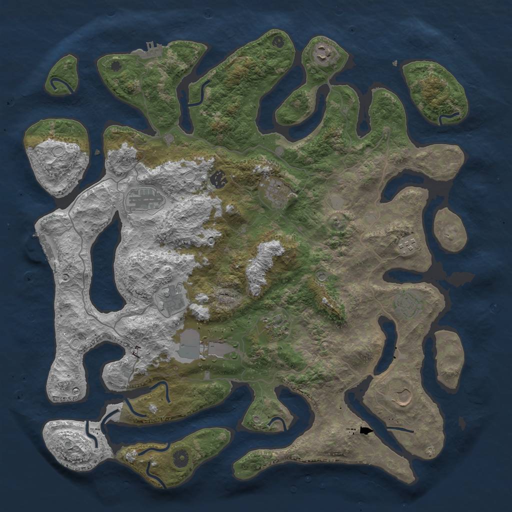 Rust Map: Procedural Map, Size: 4500, Seed: 177163, 18 Monuments