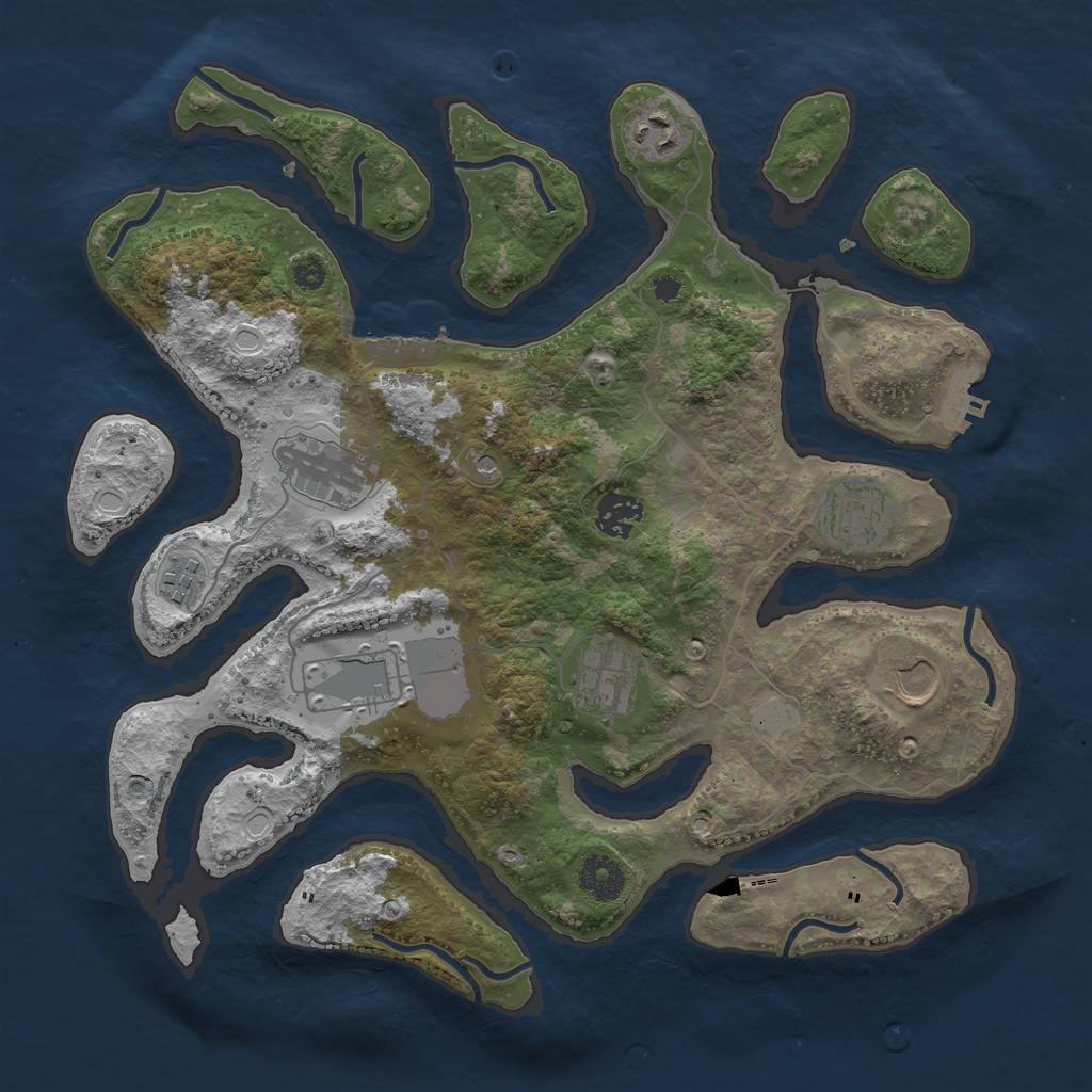 Rust Map: Procedural Map, Size: 3550, Seed: 148024, 16 Monuments