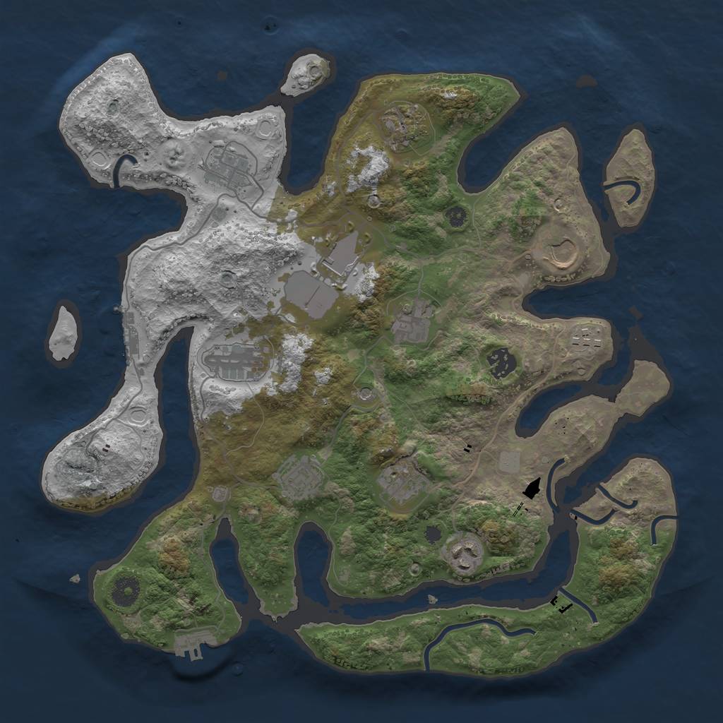 Rust Map: Procedural Map, Size: 3700, Seed: 6184199, 19 Monuments
