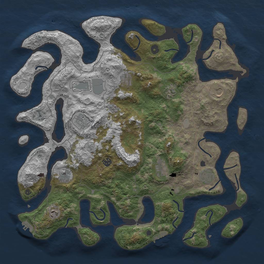 Rust Map: Procedural Map, Size: 4500, Seed: 5685665, 19 Monuments