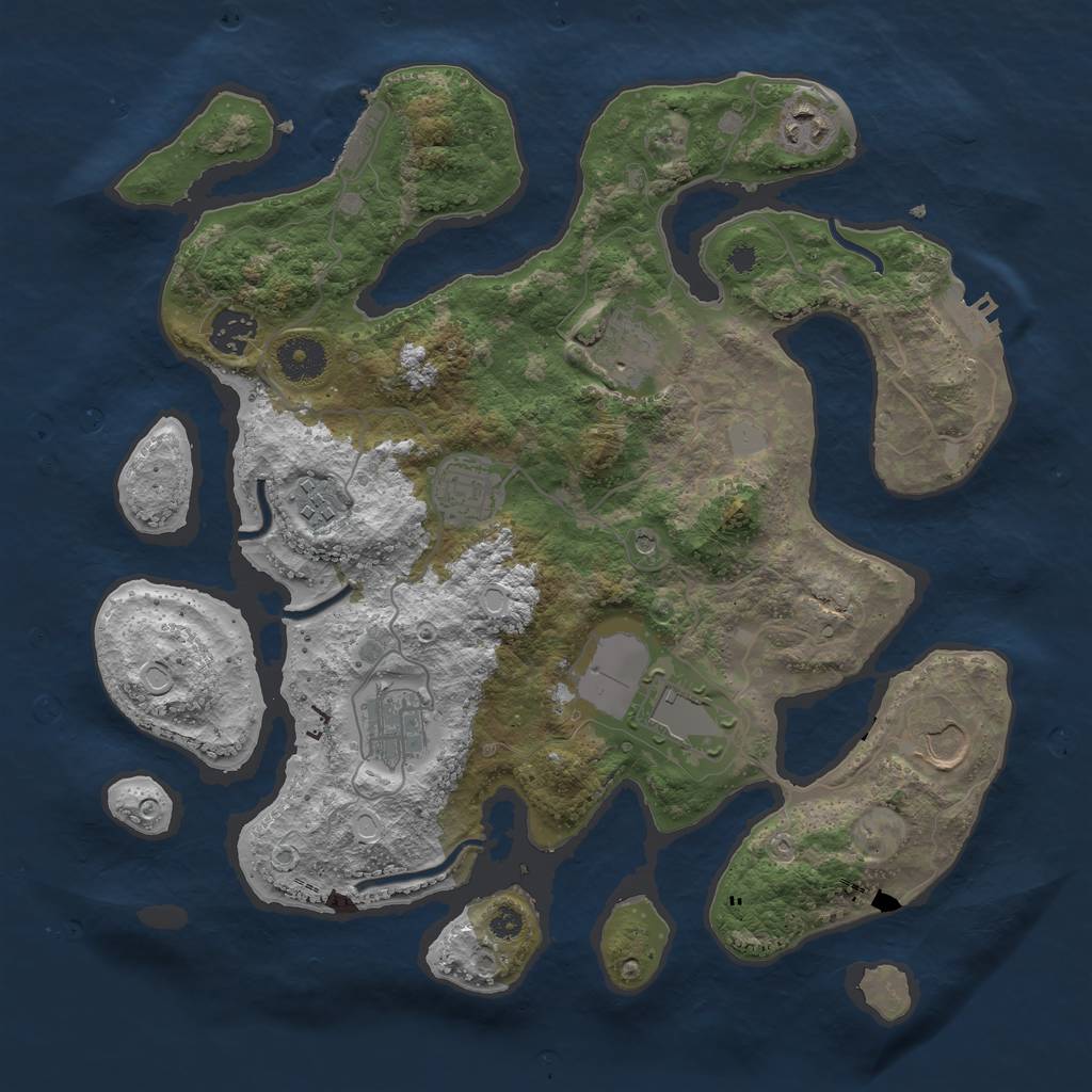 Rust Map: Procedural Map, Size: 3550, Seed: 119046, 16 Monuments