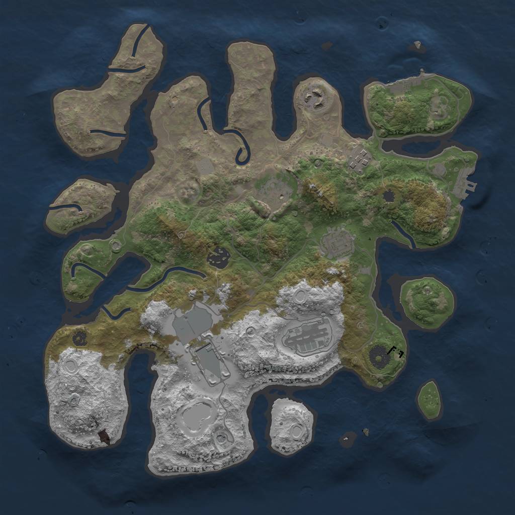 Rust Map: Procedural Map, Size: 3500, Seed: 8450883, 15 Monuments