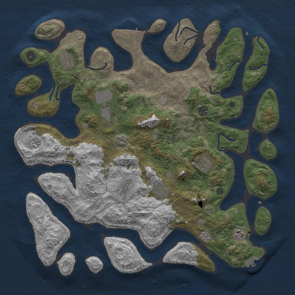 Rust Map: Procedural Map, Size: 4500, Seed: 5263183, 17 Monuments