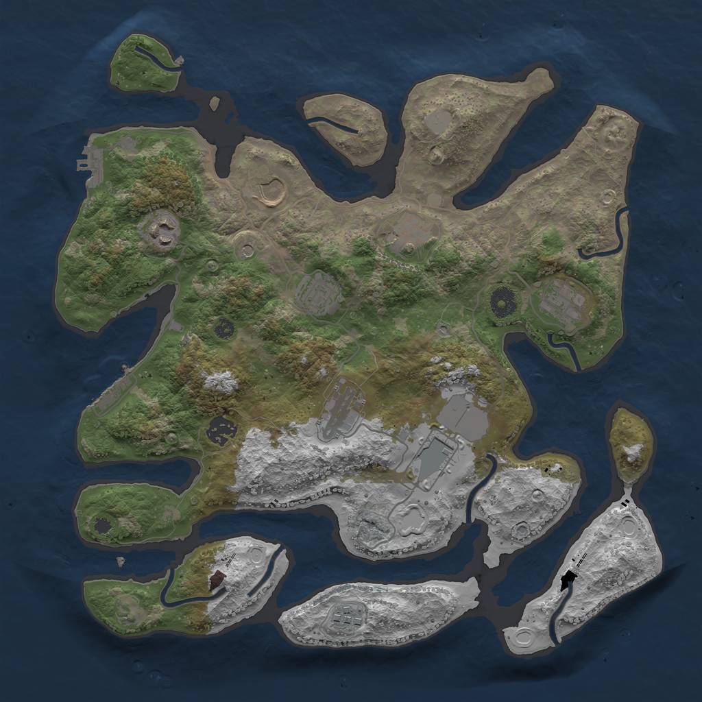 Rust Map: Procedural Map, Size: 3700, Seed: 1970080, 17 Monuments