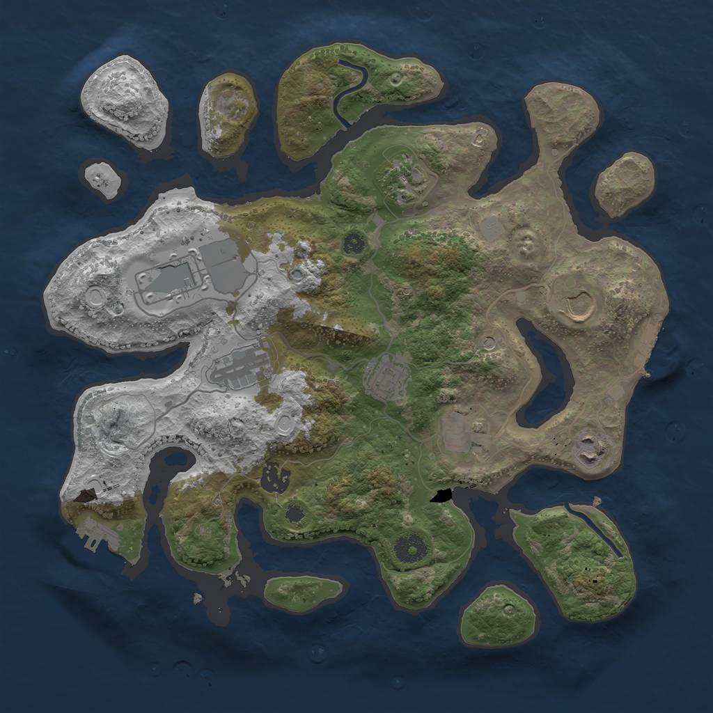 Rust Map: Procedural Map, Size: 3500, Seed: 26747, 16 Monuments