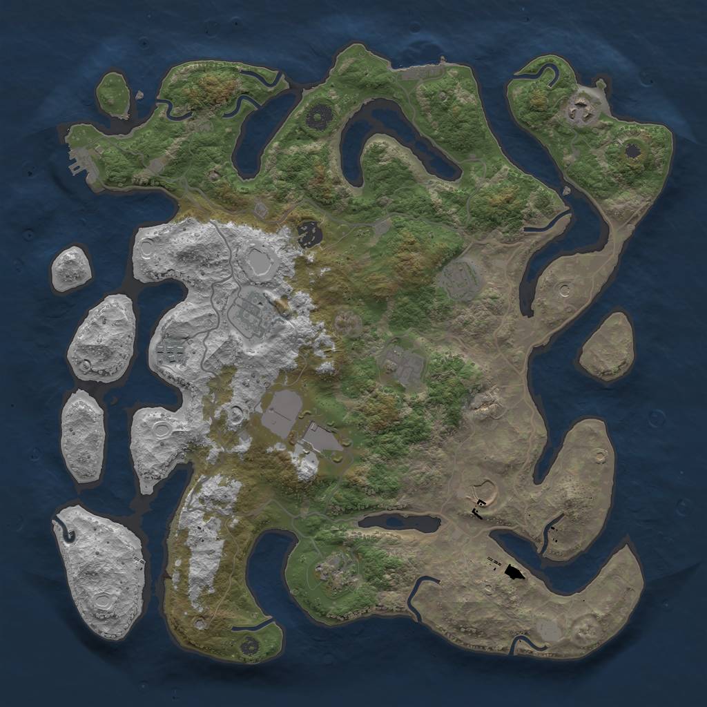 Rust Map: Procedural Map, Size: 4000, Seed: 997298, 17 Monuments