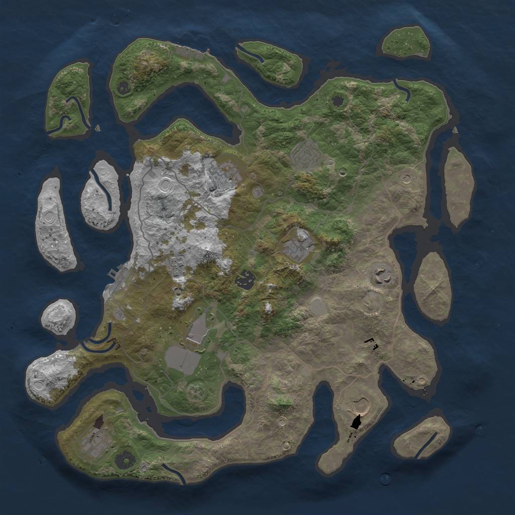 Rust Map: Procedural Map, Size: 4000, Seed: 60425712, 17 Monuments