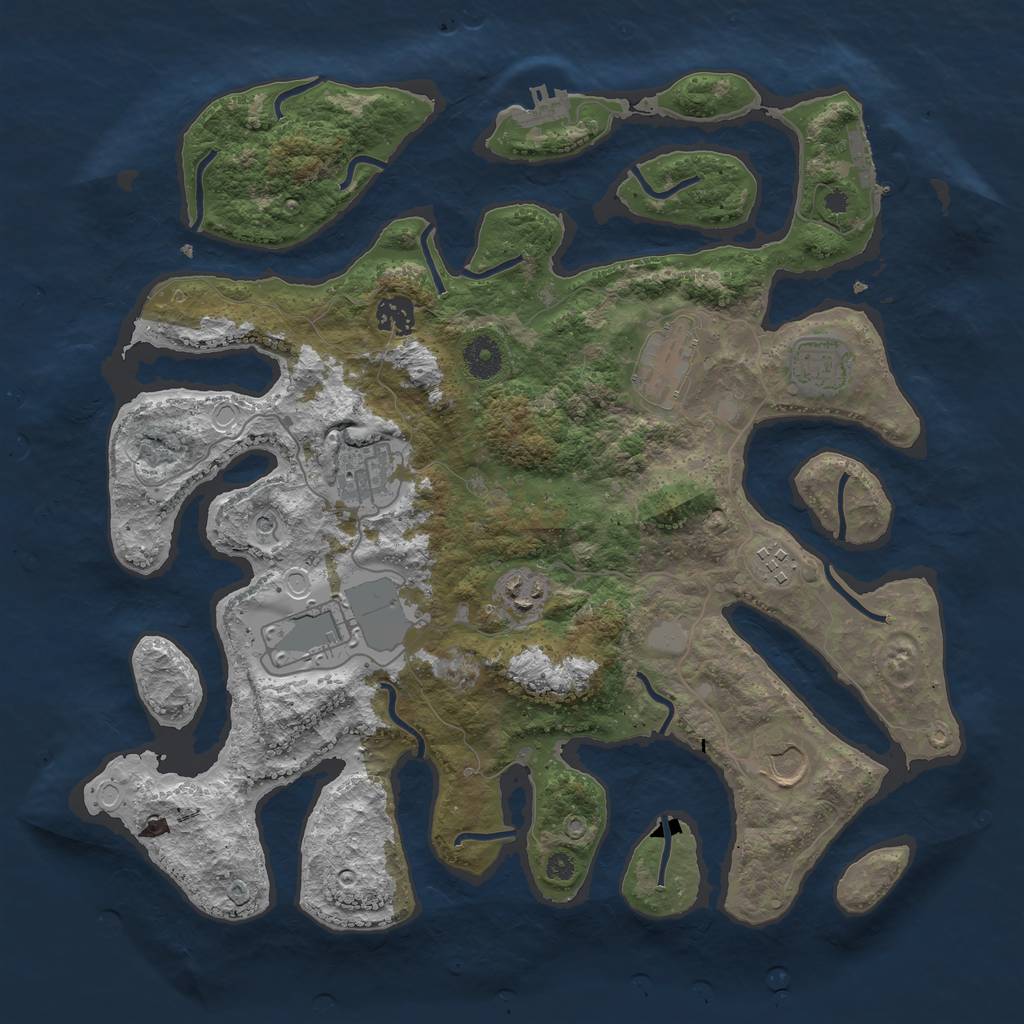 Rust Map: Procedural Map, Size: 3800, Seed: 1599349606, 16 Monuments