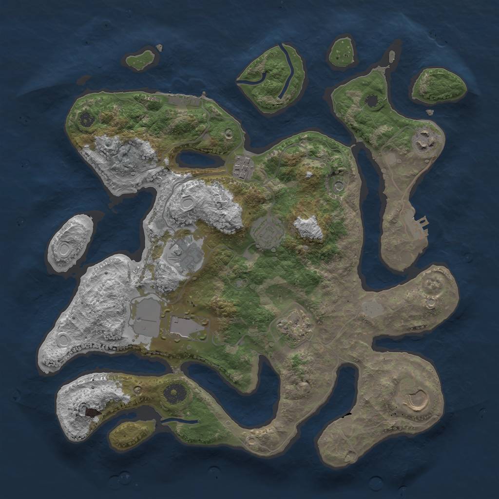 Rust Map: Procedural Map, Size: 3500, Seed: 7653960, 15 Monuments