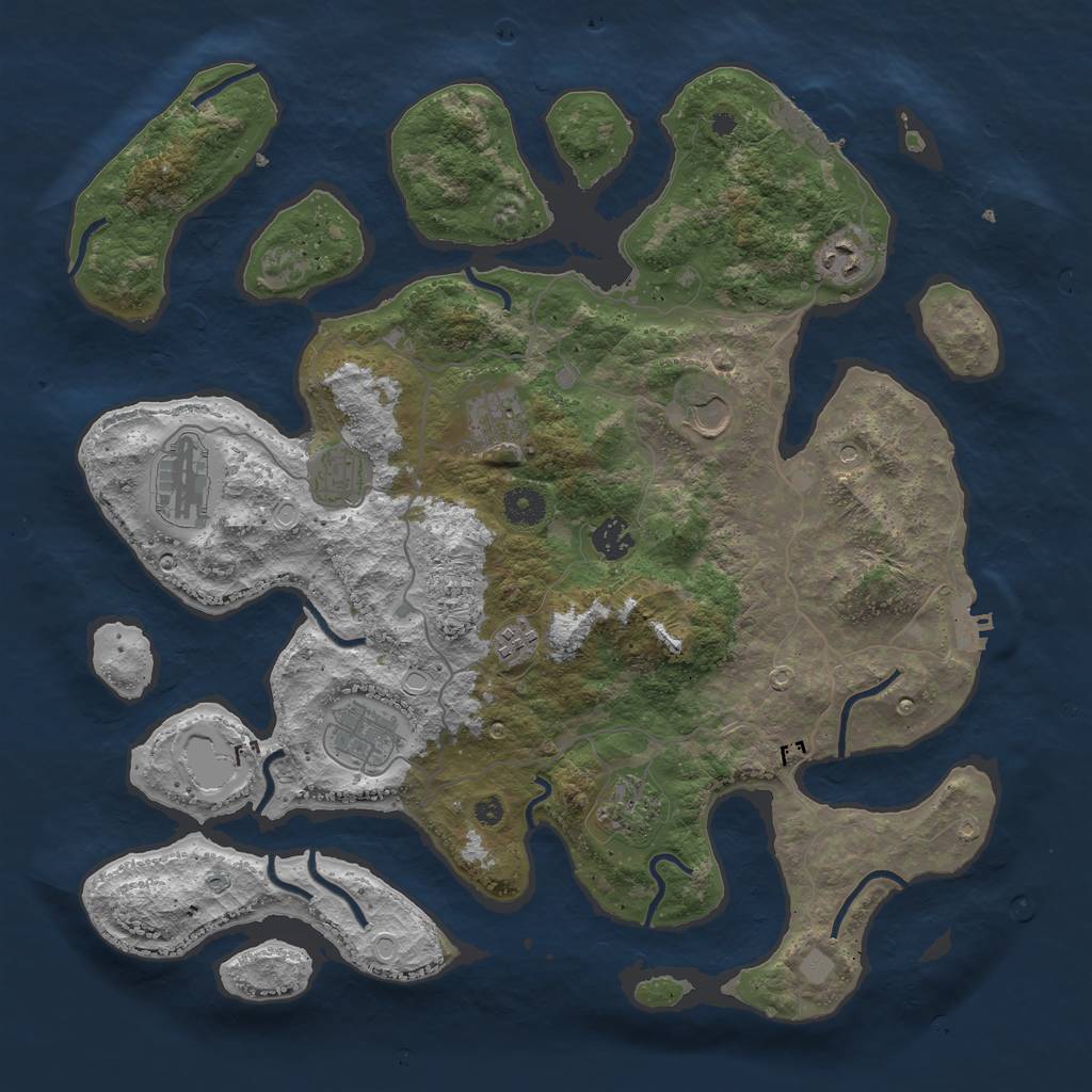 Rust Map: Procedural Map, Size: 4000, Seed: 205052, 17 Monuments