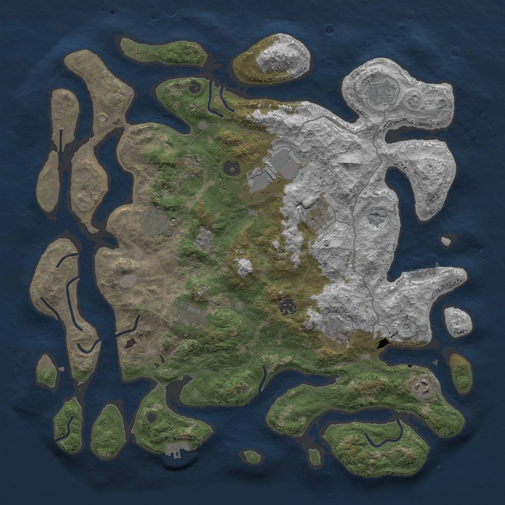 Rust Map: Procedural Map, Size: 4500, Seed: 3355728, 18 Monuments