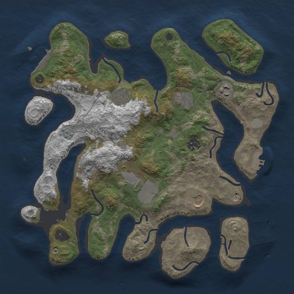 Rust Map: Procedural Map, Size: 3500, Seed: 94245125, 14 Monuments