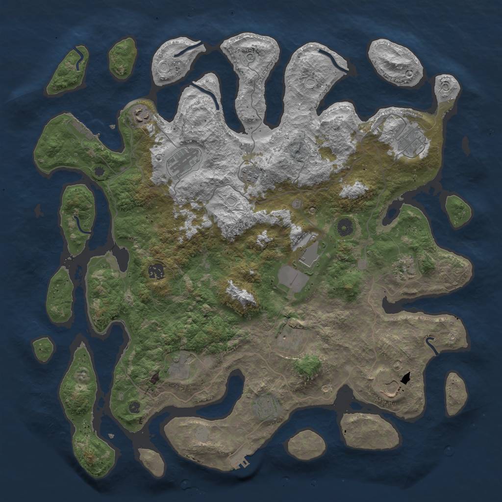 Rust Map: Procedural Map, Size: 4500, Seed: 3215847, 19 Monuments