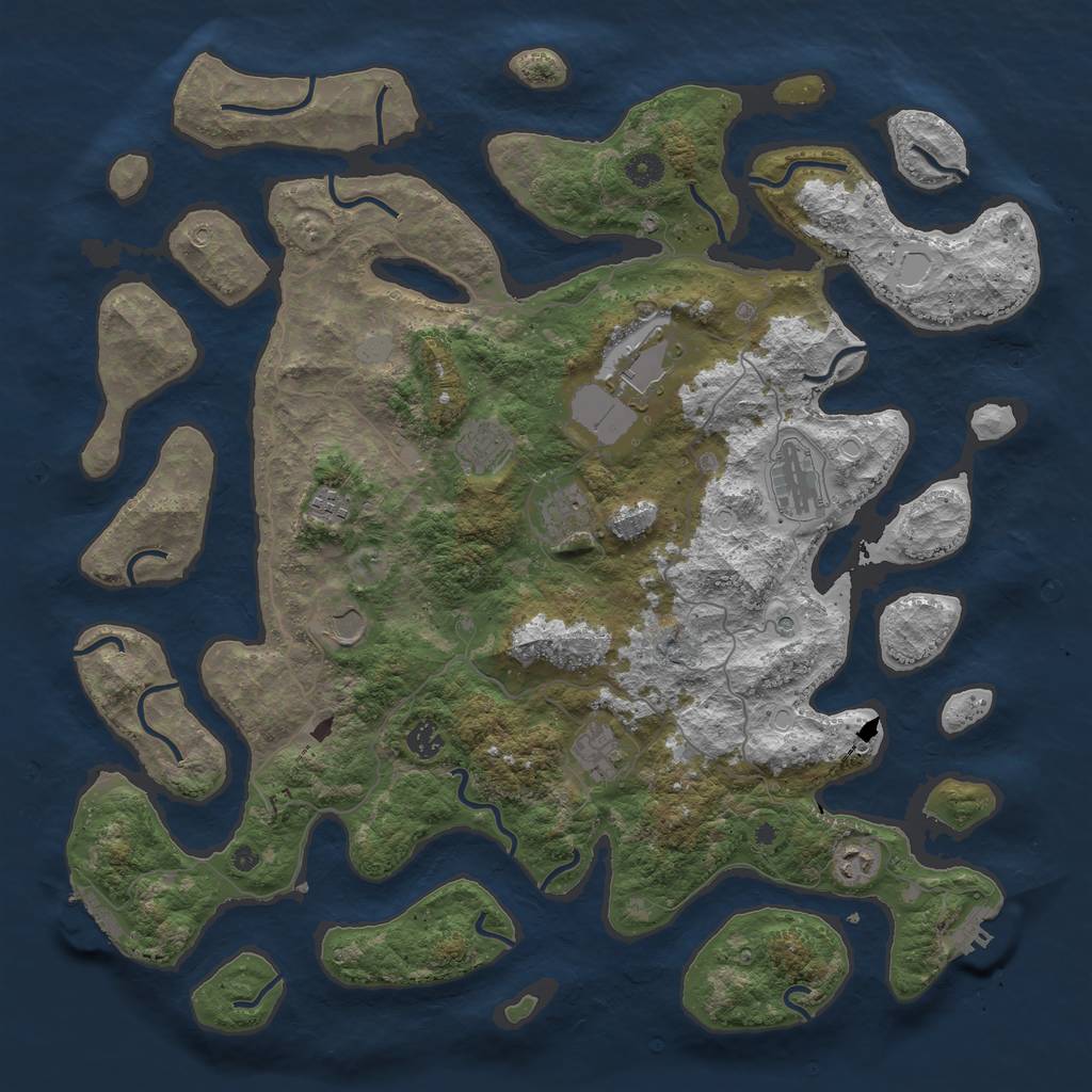 Rust Map: Procedural Map, Size: 4500, Seed: 2677516, 17 Monuments