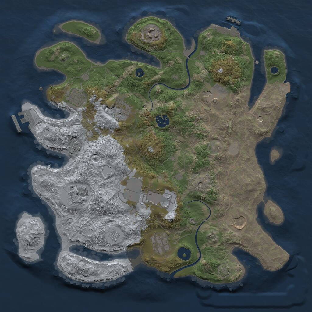 Rust Map: Procedural Map, Size: 3500, Seed: 1575584, 16 Monuments