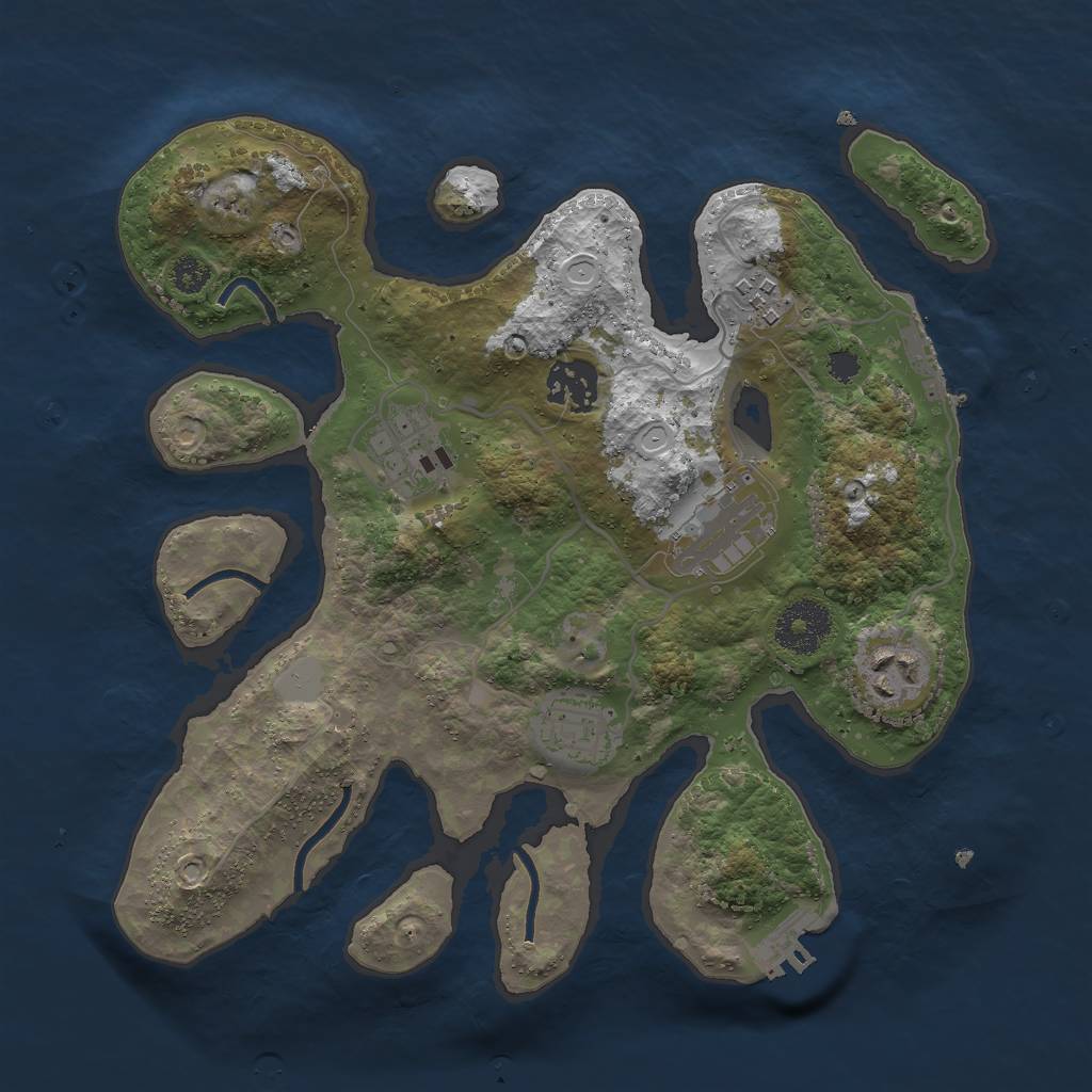 Rust Map: Procedural Map, Size: 3000, Seed: 736083, 13 Monuments