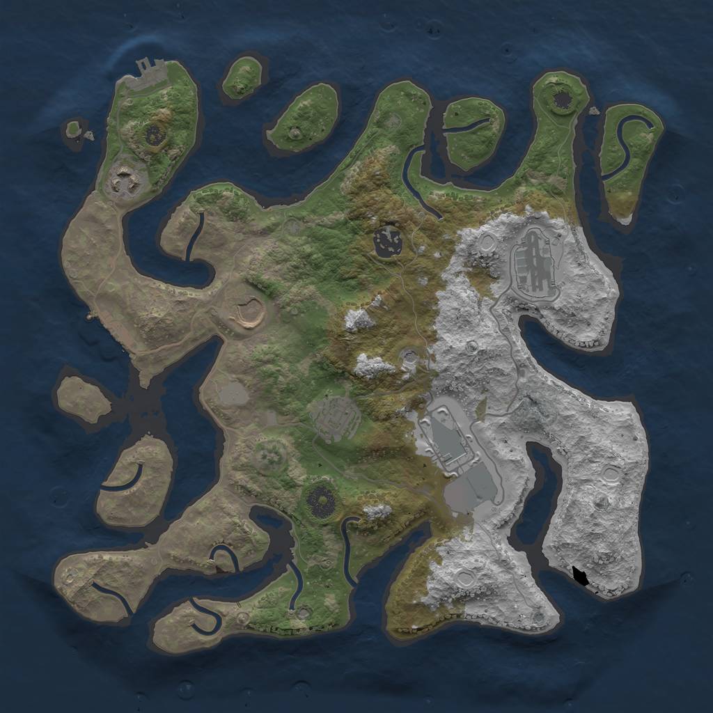 Rust Map: Procedural Map, Size: 3550, Seed: 696933, 14 Monuments