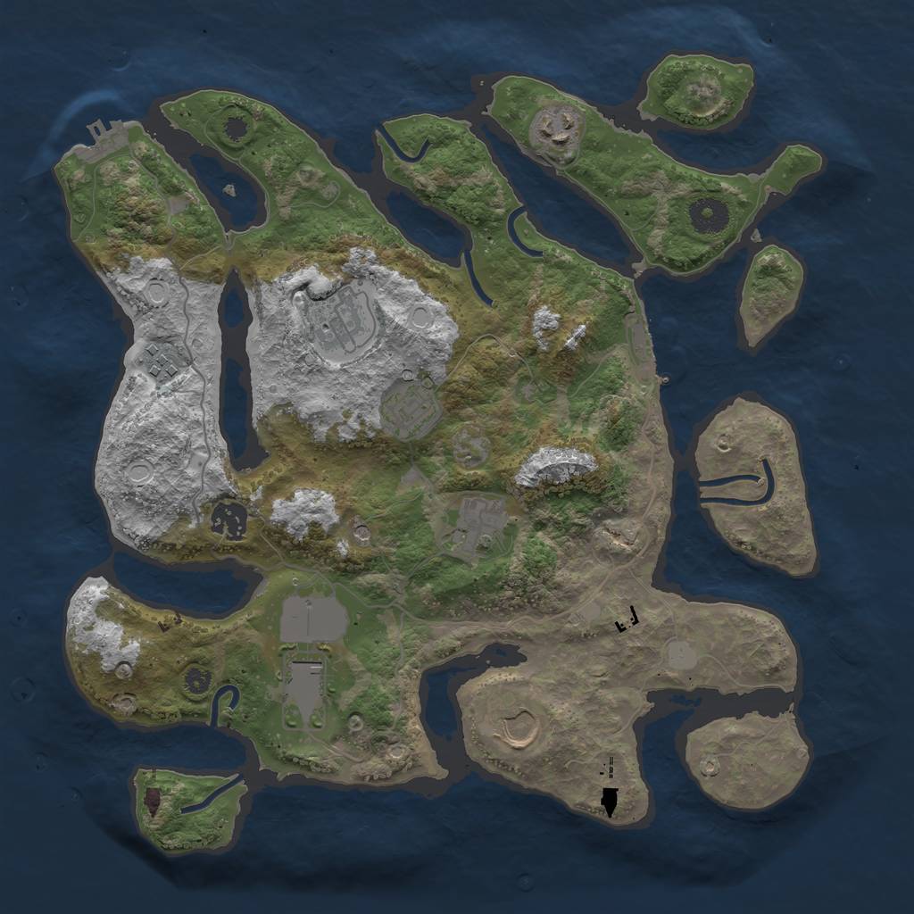 Rust Map: Procedural Map, Size: 3600, Seed: 3313731, 16 Monuments