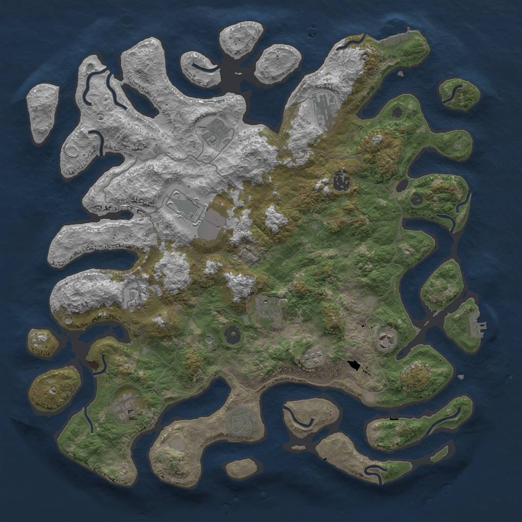 Rust Map: Procedural Map, Size: 4500, Seed: 585189, 18 Monuments