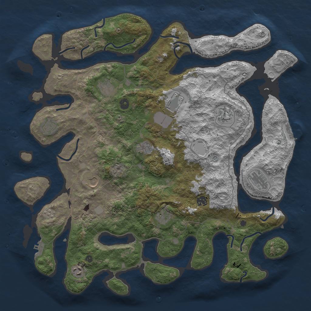 Rust Map: Procedural Map, Size: 4500, Seed: 3199680, 19 Monuments