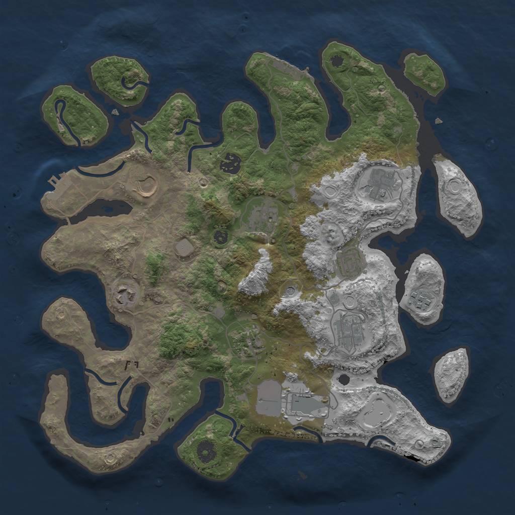 Rust Map: Procedural Map, Size: 3700, Seed: 1529259, 18 Monuments