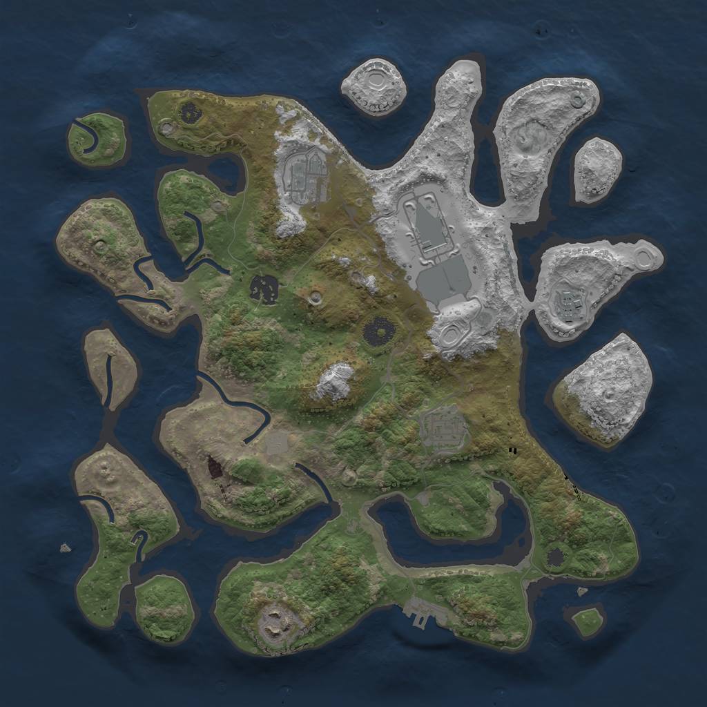 Rust Map: Procedural Map, Size: 3500, Seed: 4402558, 12 Monuments