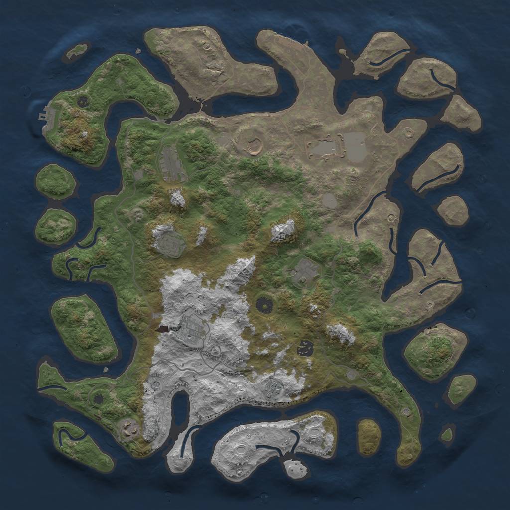 Rust Map: Procedural Map, Size: 4500, Seed: 2014249422, 17 Monuments