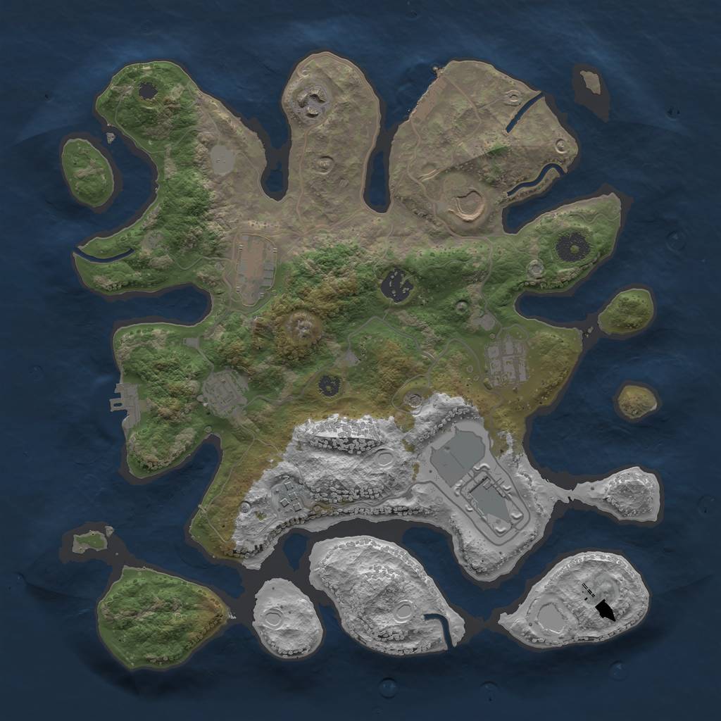 Rust Map: Procedural Map, Size: 3500, Seed: 1187040717, 16 Monuments