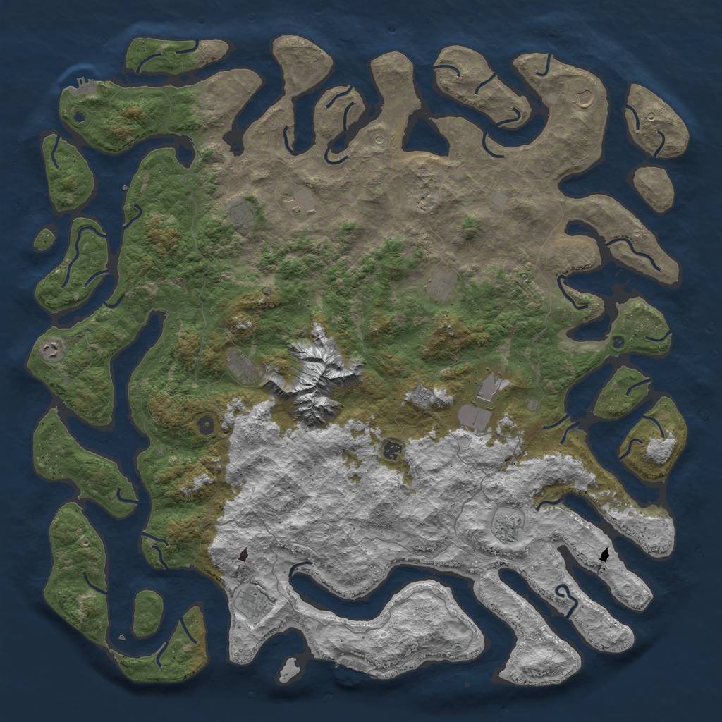Rust Map: Procedural Map, Size: 6000, Seed: 1379824223, 19 Monuments
