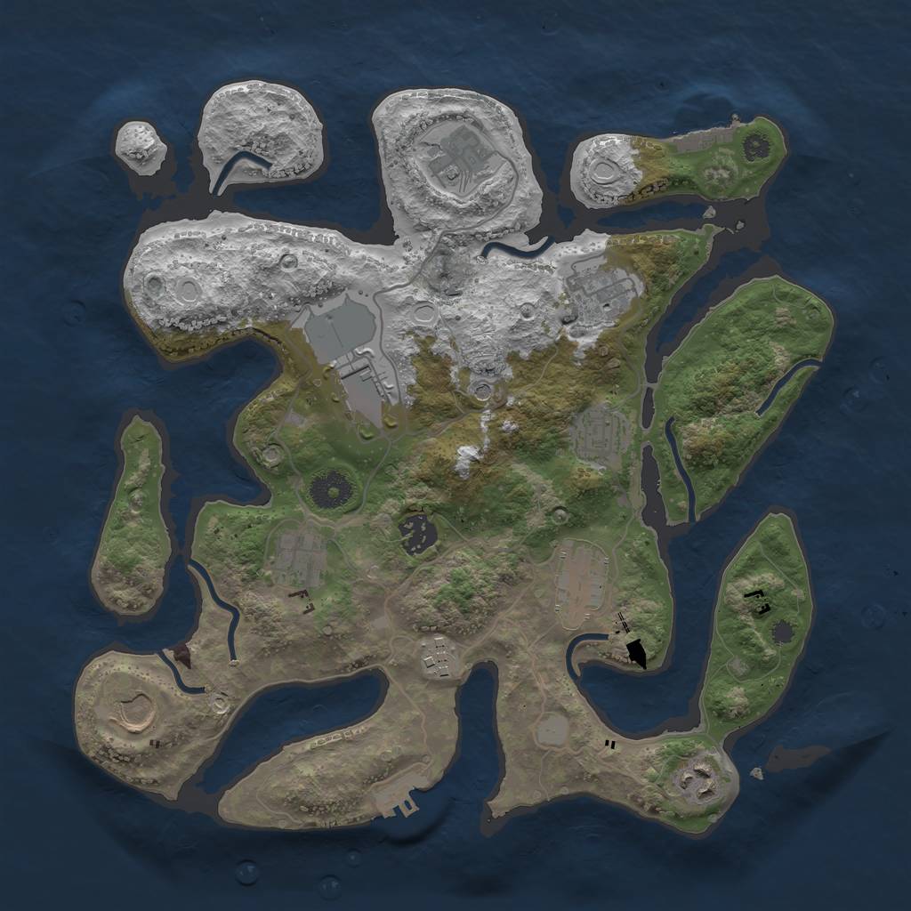 Rust Map: Procedural Map, Size: 3500, Seed: 261267, 18 Monuments