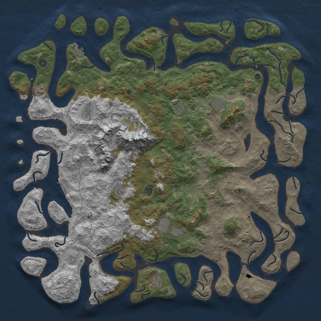 Rust Map: Procedural Map, Size: 6000, Seed: 93435287, 19 Monuments
