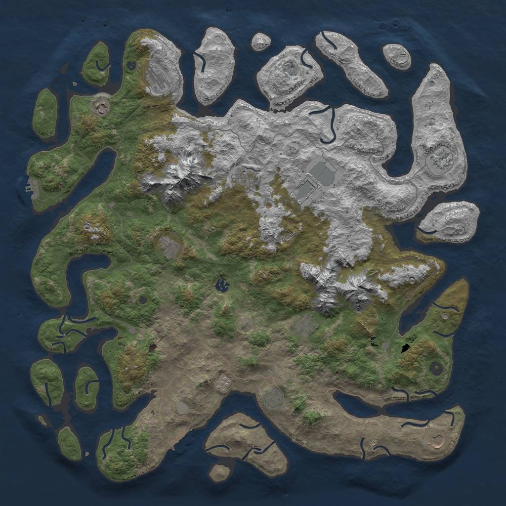 Rust Map: Procedural Map, Size: 5500, Seed: 8521, 19 Monuments