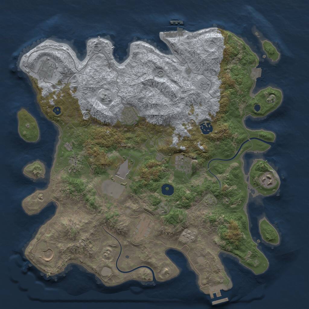 Rust Map: Procedural Map, Size: 3800, Seed: 41, 16 Monuments