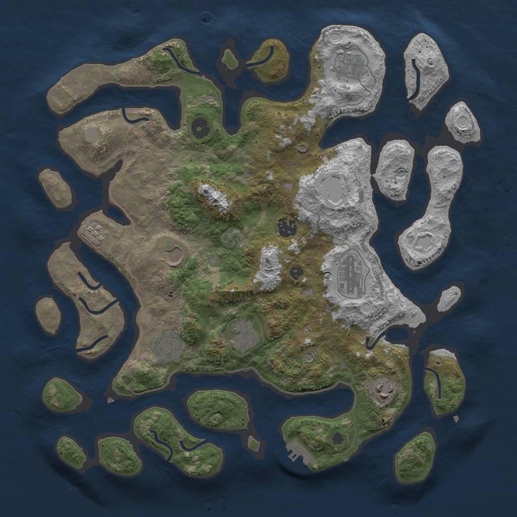 Rust Map: Procedural Map, Size: 4000, Seed: 750066, 15 Monuments