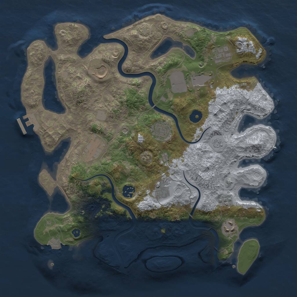 Rust Map: Procedural Map, Size: 3550, Seed: 829100, 14 Monuments