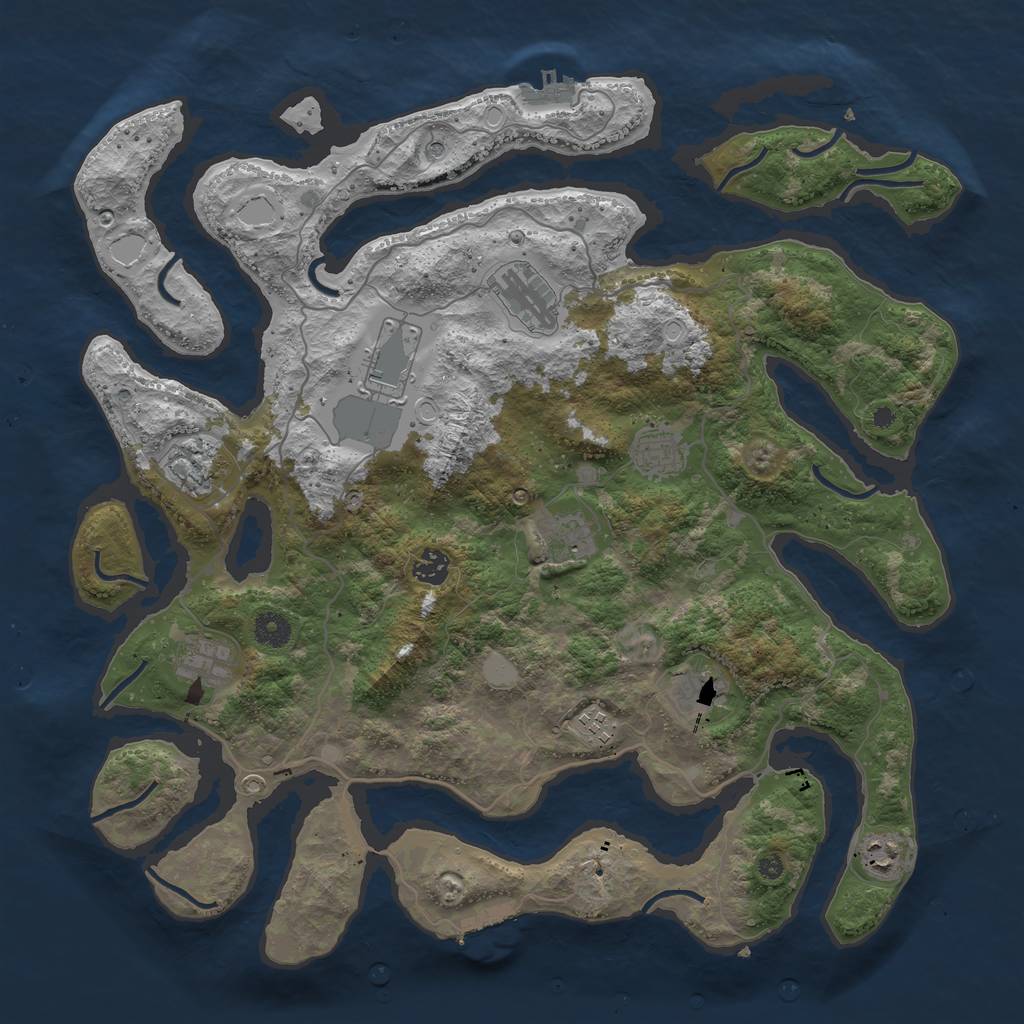 Rust Map: Procedural Map, Size: 4200, Seed: 46544546, 18 Monuments