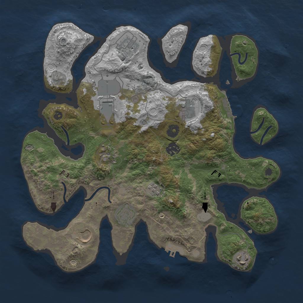 Rust Map: Procedural Map, Size: 3500, Seed: 897923819, 17 Monuments